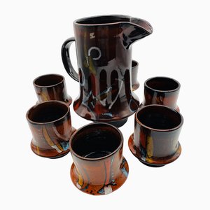 Glasiertes Keramikglas & Krug Set von Amaranto, 1960er, 7 . Set