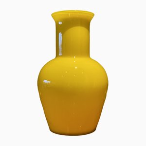 Vase en Verre Soufflé Jaune et Blanc de La Murrina, Italie