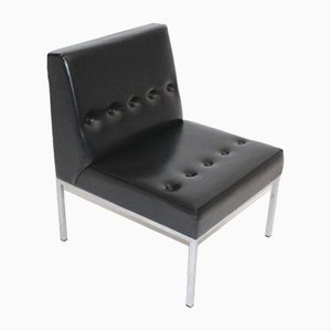 Black Faux Leather Cubus Lounge Chair, 1960s