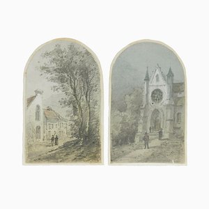 Felix Thoriguy, Landscape Miniatures, 19th Century, Paintings, Set of 2