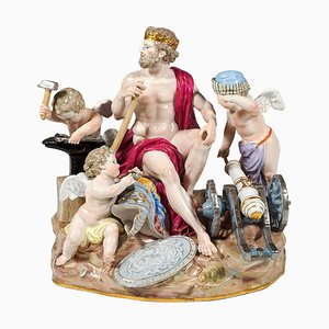 Large Meissen Allegorical Group the Fire attributed to M.V. Acier, Germany, 1850s