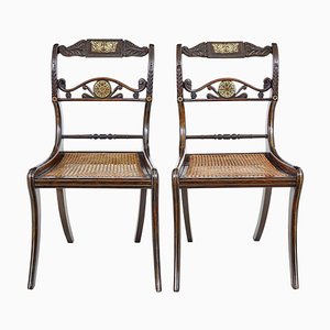 Regency Stühle mit geschnitzten Intarsien, 19. Jh., 2er Set