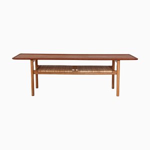 AT-10 Coffee Table in Teak, Oak and Cane attributed to Hans J. Wegner for Andreas Tuck, 1950s