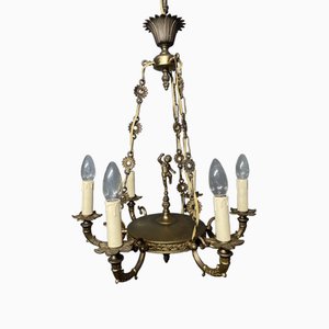 Vintage Brass Chandelier, 1930s