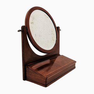 Miroir de Table Rond Vintage avec Tiroir, 1950s