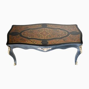 French Boulle Coffee Table with Marquetry Inlay Lacquer