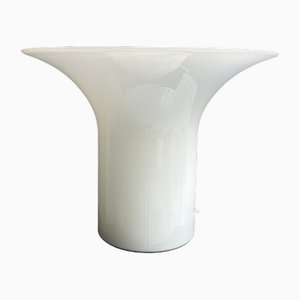 Lámpara de mesa italiana de cristal de Murano blanco Milk, años 70