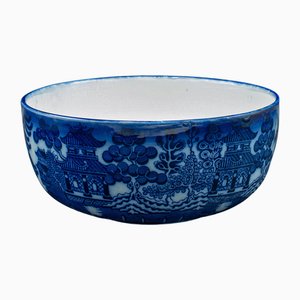 Antike englische viktorianische Obstschale aus Keramik mit Weidenmuster, 1900