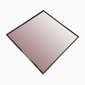 Vintage Italian Rhombus-Shaped Mirror with Brass Frame, 1970s