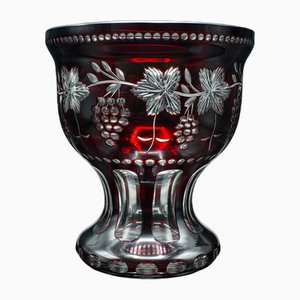 Antique Continental Ruby Glass Pedestal Bowl, 1920s