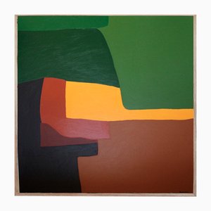 Bodasca, Composición abstracta verde, década de 2020, acrílico grande sobre lienzo