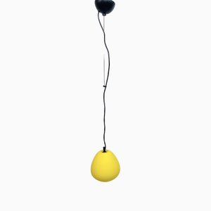 Lemon Yellow Pendant Lamp in Glass from Demajo, Italy, 1980s