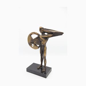 Italienischer Futuristischer Künstler, Mann und Schild, 1925, Bronze