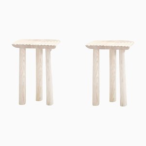 Set of White Fingerprint Stools by Victor Hahner