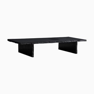 Frustre II Black Slate Sculpted Low Table by Frederic Saulou