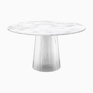 Bent Dining Table in White Transparent from Pulpo