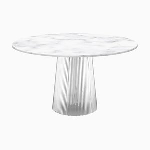 Mesa de comedor curvada en blanco transparente de Pulpo