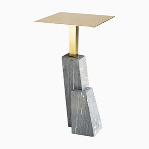 KEP T-Table in Brass and Marble by Noro Khachatryan