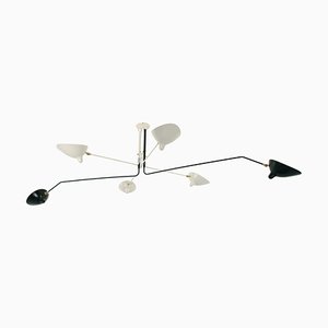 Lámpara de techo con seis brazos giratorios en blanco y negro de Serge Mouille