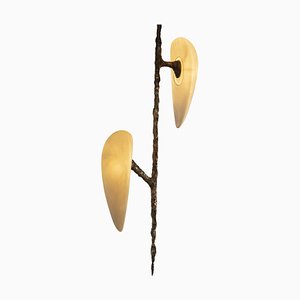 Hand-Sculpted Cast Bronze Hanging Lamp by William Guillon