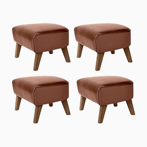 Brown Leather and Smoked Oak My Own Chair Footstools by Lassen, Set of 4