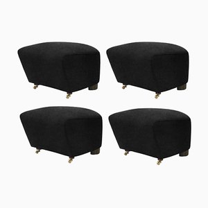 Dark Grey Smoked Oak Hallingdal the Tired Man Footstools by Lassen, Set of 4