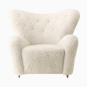 Off White Sheepskin the Tired Man Lounge Chair by Lassen