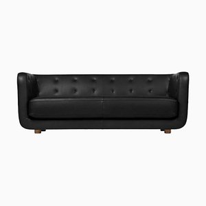Nevada Black Leather and Smoked Oak Vilhelm Sofa by Lassen