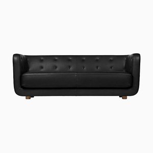 Nevada Vilhelm Sofa aus schwarzem Leder und Räuchereiche von Lassen