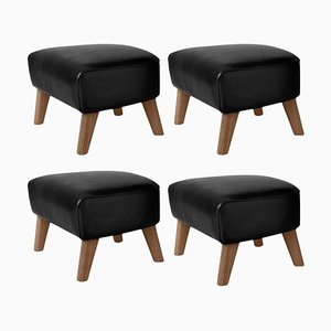 Black Leather and Smoked Oak My Own Chair Footstools by Lassen, Set of 4