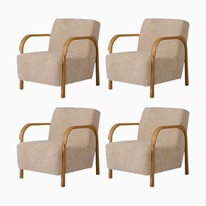 Sheepskin Arch Lounge Chairs by Mazo Design, Set of 4
