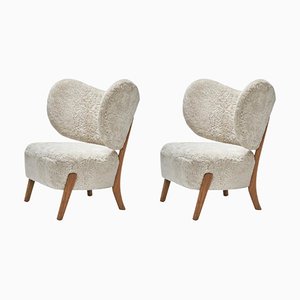 Moonlight Sheepskin Tmbo Lounge Chairs by Mazo Design, Set of 2