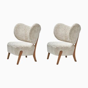 Set of Moonlight Sheepskin Tmbo Lounge Chairs by Mazo Design