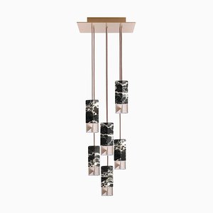 Lamp One 6-Light Hanging Lamp in Black Marble by Formaminima