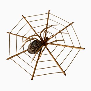 Vintage Rattan Spider Sculpture, 1970s