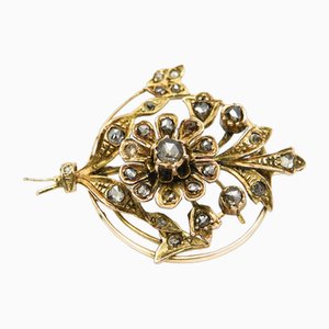 Mid-19th Century Gold Brooch with Diamonds, Netherlands