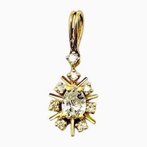 Vintage Gold Pendant with Teardrop Diamond 0.40ct, 1950s