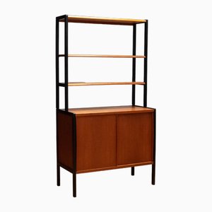 Scandinavian Bookcase in Teak with Black Lacquered Stands by Bertil Fridhagen for Bodafors, 1960s