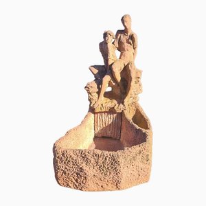 Statua da giardino in terracotta con cascata di Gibo, set di 2