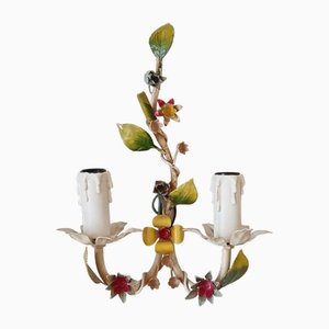 French Toleware Floral Wall Light, 1960s