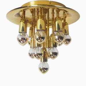 Regency Brass Sputnik Ceiling Lamp by Gaetano Sciolari for S.A. Boulanger, 1970s