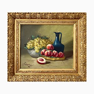 Leroy, Still Life with Fruit and Jug, 1890s, Oil on Canvas, Framed