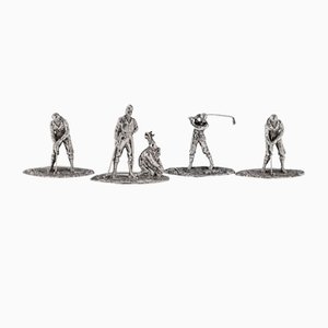 Viktorianische Silberne Golf Menühalter, London, Vereinigtes Königreich, 1890er, 4er Set