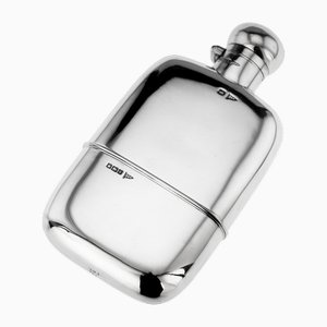 British Silver Hip Flask and Cup from Walker & Hall, 1915