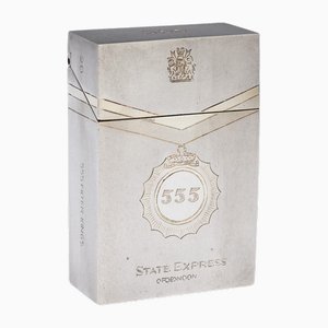 Scatola di sigarette in argento di 555 State Express of London, Regno Unito, anni '60