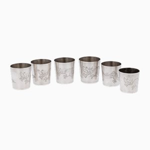 Chinese Silver Stackable Cased Cups, 1920s, Set of 6