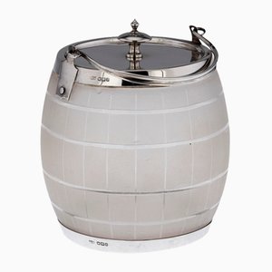 Victorian Silver and Glass Whisky Barrel Ice Bucket, 1899