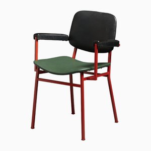 Mid-Century Italian Red Lacquered Iron Desk Chair, 1950s