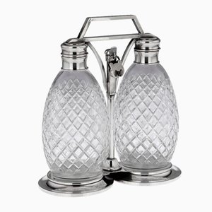 American Silver and Cut Glass Tantalus from Tiffany & Co, 1920, Set of 3