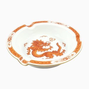 Hand-Painted Porcelain Ming Dragon Ashtray from Meissen, Germany